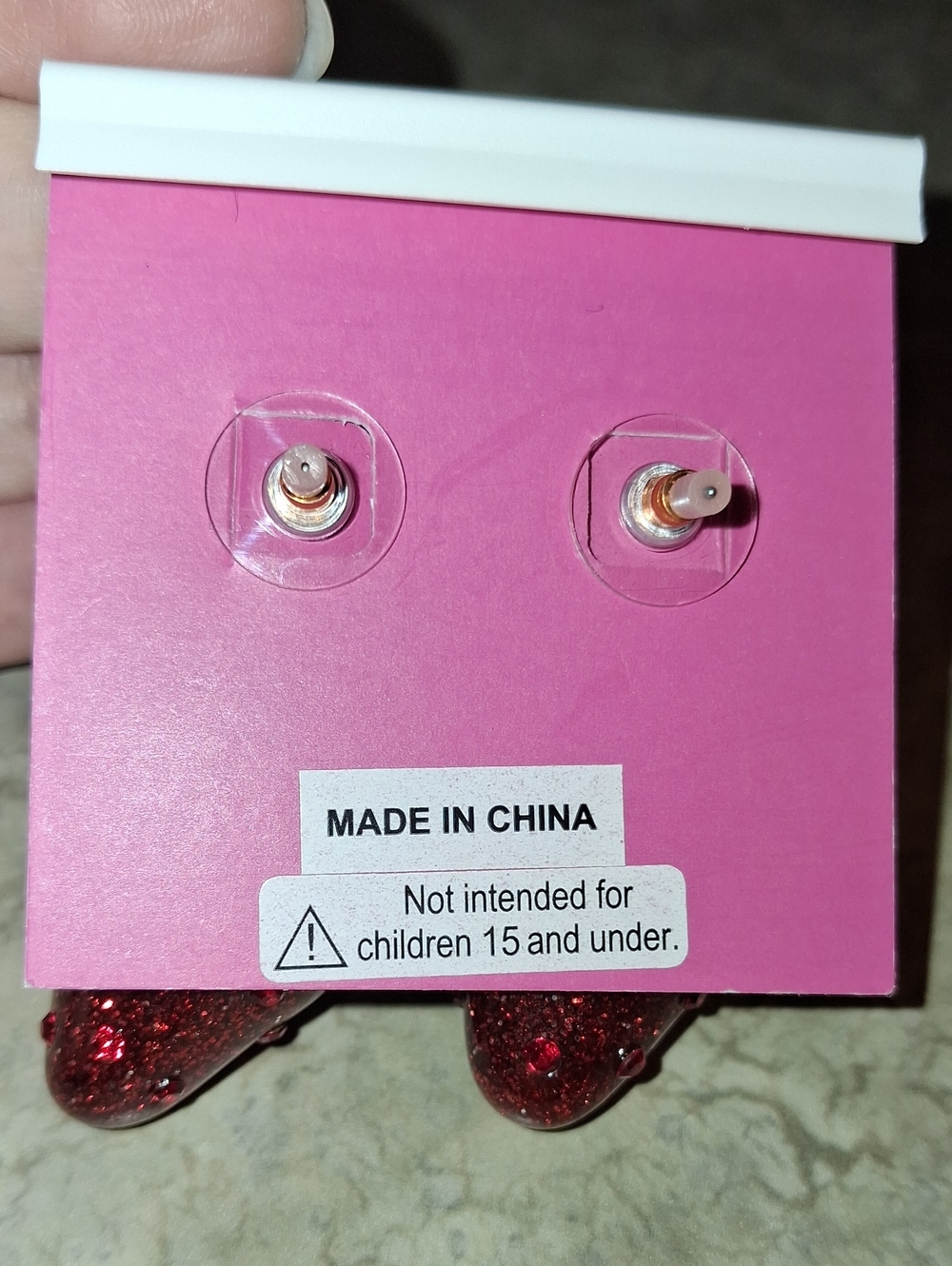 Betsey Johnson Red Glitter Strawberry Earrings - Picture 2 of 3